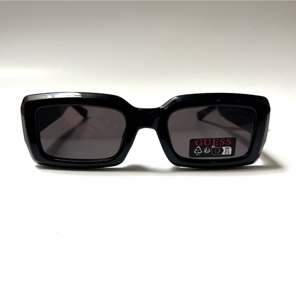 GUESS Slim Rectangle Sunglasses GO00076 Acetate Black Embossed Logo main image 7